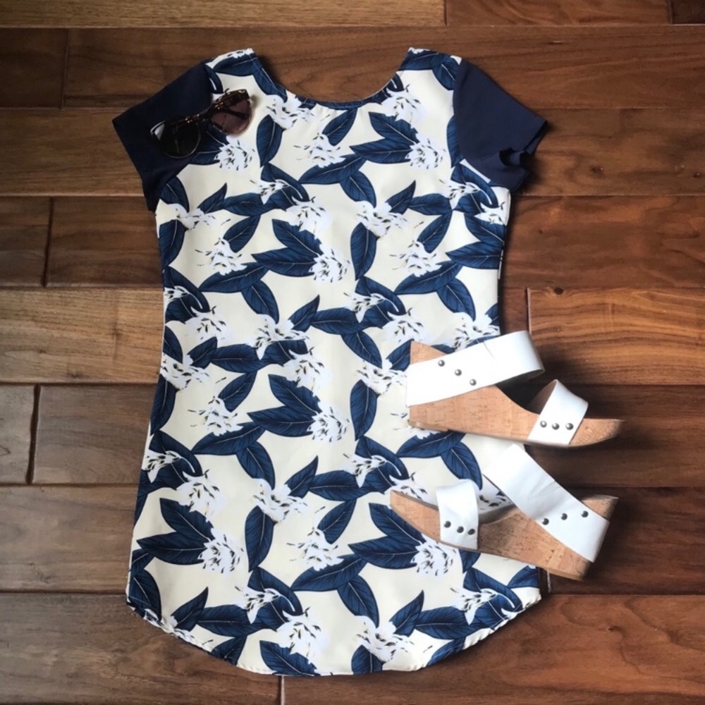 TOBI Floral Print T-Shirt Dress